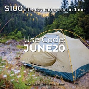 Save $100 on 3-day camp trips