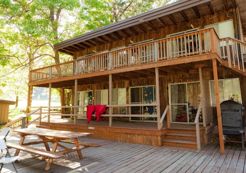 a large cabin in the woods