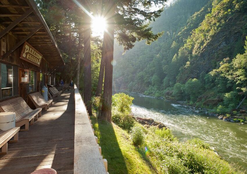 the view from paradise lodge on the Rogue River in southern Oregon
